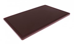 Доска кухонная коричневая с желобом 60х40 см h1,8 см hdpe (полиэтилен высокой плотности)