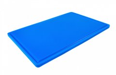 Доска кухонная синяя с желобом 60х40 см h1,8 см hdpe (полиэтилен высокой плотности)