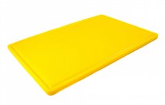 Дошка кухонна жовта з жолобом 60х40 см h1,8 см hdpe (поліетилен високої щільності)