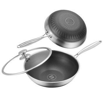Сковорідка WOK з кришкою Edenberg d30 Алюміній з мармуровим покриттям