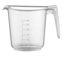 Склянка мірна з носиком і ручкою 300мл d9 см h9 см пластик