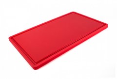 Дошка кухонна червона з жолобом 50х30 см h1,8 см hdpe (поліетилен високої щільності)