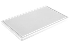 Доска кухонная белая с желобом 40х30 см h2 см пластик