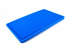 Дошка кухонна синя з жолобом 50х30 см h1,8 см hdpe (поліетилен високої щільності)