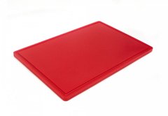 Доска кухонная красная с желобом 60х40 см h1,8 см hdpe (полиэтилен высокой плотности)