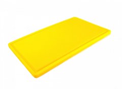 Доска кухонная желтая с желобом 50х30 см h1,8 см hdpe (полиэтилен высокой плотности)