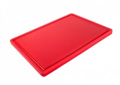 Доска кухонная красная с желобом 40х30 см h1,8 см hdpe (полиэтилен высокой плотности)