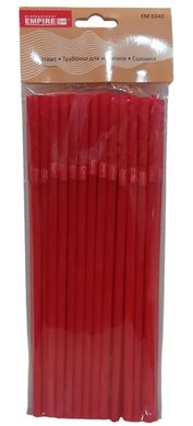 Соломка с изгибом для коктейлей красная 50 штук длина 21,5 см пластик