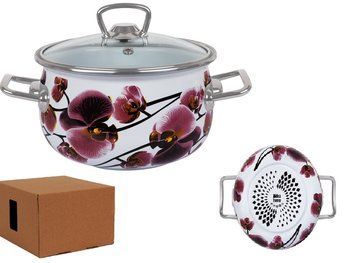 Кастрюля Idea Home Orchid сферическая с н/ж фурн. и стекл. кр. 3,7л d20 Эмалированая сталь