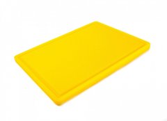 Доска кухонная желтая с желобом 40х30 см h1,8 см hdpe (полиэтилен высокой плотности)