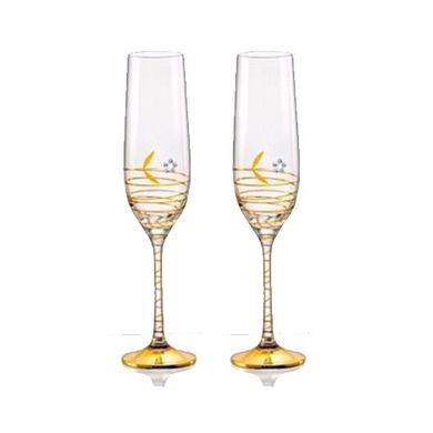 Набор бокалов для шампанского 2 штуки 190мл d4,2 см h24 см богемское стекло