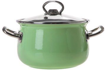 Каструля Infinity Pastel Green сферична з н/ж фурн. і скляною кришкою 3,7л d20 Емальована сталь