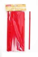 Соломка з вигином для коктейлів червона 50 штук довжина 28,5 см пластик