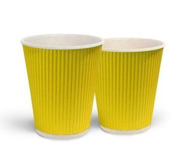 Стакан гофра Iris-Plast желто-белый 275мл