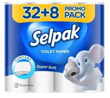 Папір туалетний Selpak Super Soft 3 шари 32+8 штуки