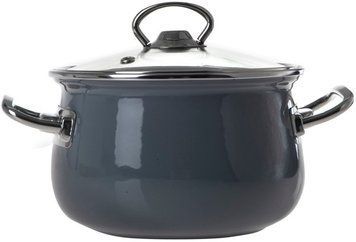 Каструля Infinity Gray сферична з н/ж фурн. і скляною кришкою 6,5л d24 Емальована сталь