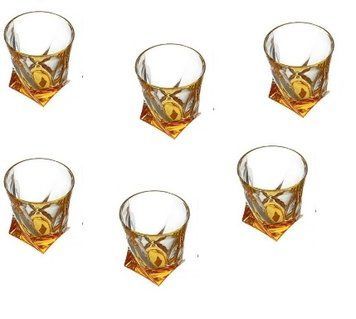 Набір склянок низьких Bohemia Quadro Amber Color 6 штук 340мл Богемське скло