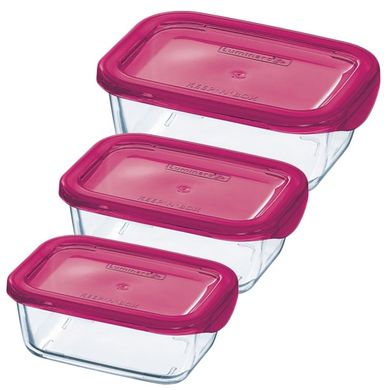 Набор контейнеров для еды красный 3 штуки 380/380/1970 ударопрочное стекло