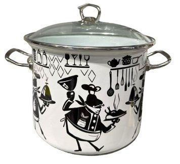 Каструля Epos Cook циліндрична з н/ж фурн. і скляною кришкою 5,5л Емальована сталь