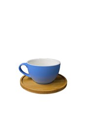Чашка чайная с блюдцем синяя 300мл порцеляна+дерево