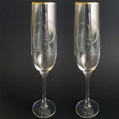 Набір келихів для шампанського 2 штуки 190мл d4,2 см h24 см богемське скло