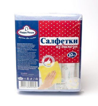 Серветка віскозна Happy House для всіх видів прибирання 10 штук 36 *32